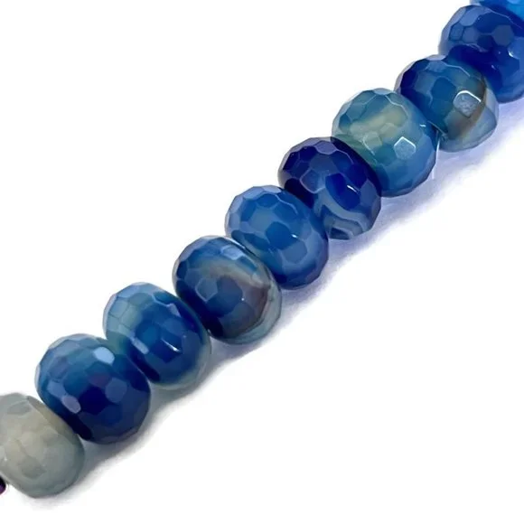 As Low as $2! Blue Highly Faceted Agate Rondelle Beads 12mm x 8mm (10) - Picture 2 of 3